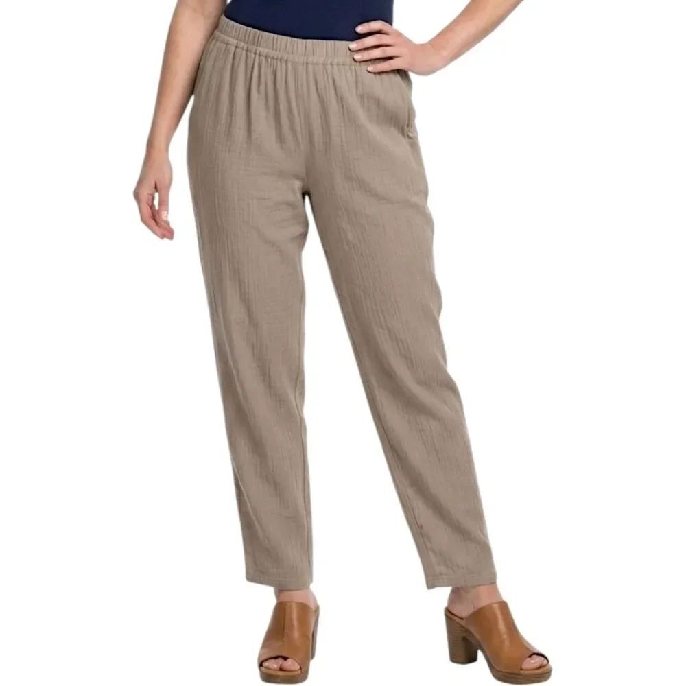 Chico's Toupe Elastic Waistband   100% Cotton Gauze Pants Size 3